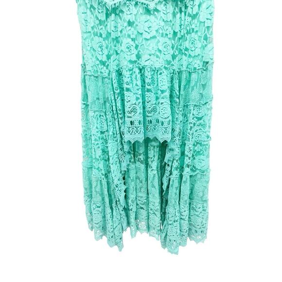 Boston Proper Rhinestone Off The Shoulder High Low Crochet Lace Dress Coastal M - Picture 2 of 13